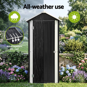 Outdoor Storage Cabinet | Lockable Steel Garden Shed with Adjustable Shelves