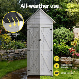 Outdoor Storage Cabinet | Lockable | Adjustable Shelves | Tool Organiser | Grey