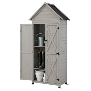 Outdoor Storage Cabinet | Lockable | Adjustable Shelves | Tool Organiser | Grey