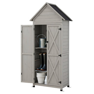 Outdoor Storage Cabinet | Lockable | Adjustable Shelves | Tool Organiser | Grey