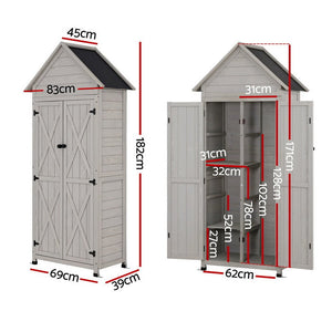 Outdoor Storage Cabinet | Lockable | Adjustable Shelves | Tool Organiser | Grey