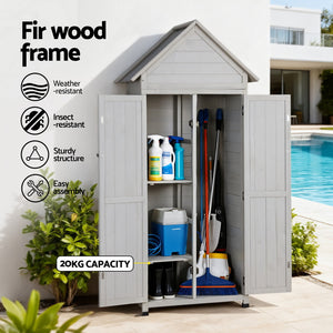 Outdoor Storage Cabinet | Lockable | Adjustable Shelves | Tool Organiser | Grey