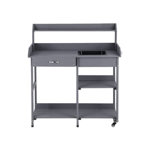 Outdoor Potting Bench | Garden Workstation | Storage Cabinet | Grey
