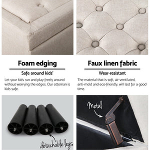 Storage Ottoman Blanket Box | 96cm | Linen | Taupe