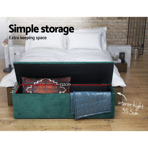 Green Velvet Storage Ottoman / Storage Box Foot Stool