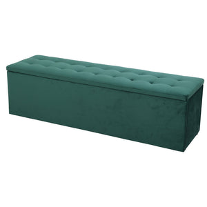 Green Velvet Storage Ottoman / Storage Box Foot Stool