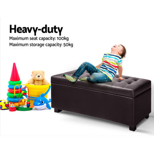 Storage Ottoman Blanket Box | 97cm | Leather | Brown