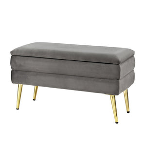 Artiss Ottoman Storage Foot Stool | Velvet | Grey