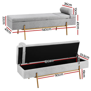 Storage Ottoman Bench | 140cm | Pillow Top | Bed End Foot Stool