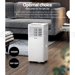 Devanti Portable Air Conditioner | 7000BTU Cooling, Mobile Fan Cooler, Dehumidifier