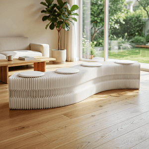 Folding Paper Bench | Expandable Accordion Stool with 4 PU Seat Pads