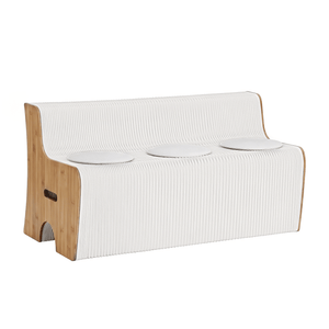 Folding Kraft Paper Sofa | 3 Seater Accordion Bench with PU Cushion
