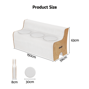 Folding Kraft Paper Sofa | 3 Seater Accordion Bench with PU Cushion
