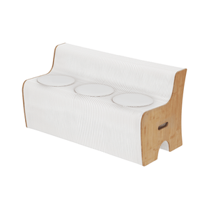 Folding Kraft Paper Sofa | 3 Seater Accordion Bench with PU Cushion