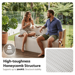Folding Kraft Paper Sofa | 3 Seater Accordion Bench with PU Cushion