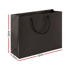 50pcs Bulk Paper Bags Pack Shopping Retail Gift Bag Reusable Fabric Handle Black