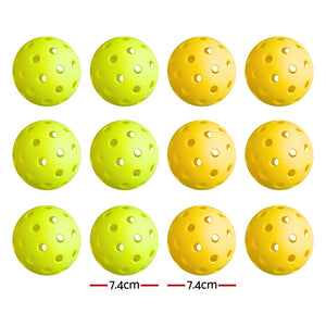 Everfit Pickleballs Set | 12PCS | 40-Hole Design | Indoor & Outdoor | Green & Yellow