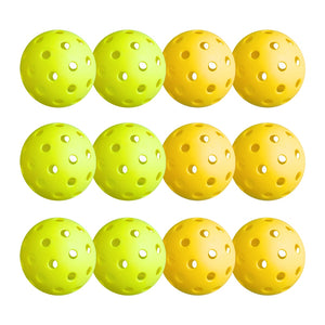 Everfit Pickleballs Set | 12PCS | 40-Hole Design | Indoor & Outdoor | Green & Yellow