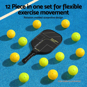 Everfit Pickleballs Set | 12PCS | 40-Hole Design | Indoor & Outdoor | Green & Yellow