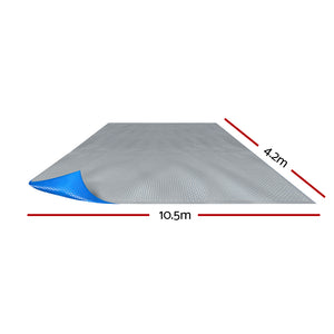 Pool Cover | 500 Micron | 10.5x4.2m | Swimming Pool Solar Blanket | Blue Silver