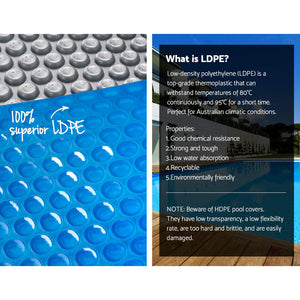 Pool Cover | 500 Micron | 10.5x4.2m | Swimming Pool Solar Blanket | Blue Silver