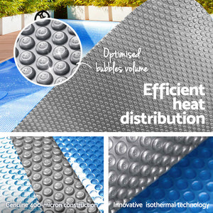 Pool Cover | 500 Micron | 10.5x4.2m | Swimming Pool Solar Blanket | Blue Silver