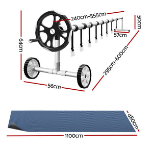 Aqua Buddy Pool Cover | 11x4.8m | 600 Micron with Roller 5.55m | Black | Swimming Pools