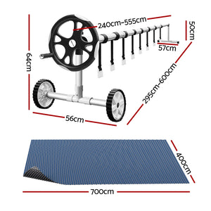 Aqua Buddy Pool Cover | 7x4m | 600 Micron with Roller 5.55m | Black