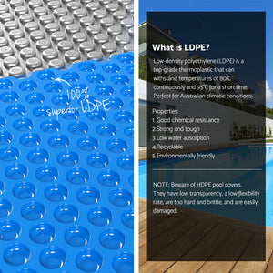 Pool Cover 600 Micron 8x4.2m | LDPE Solar Heat Blanket with 5.55m Roller | Blue Swimming Pool Cover