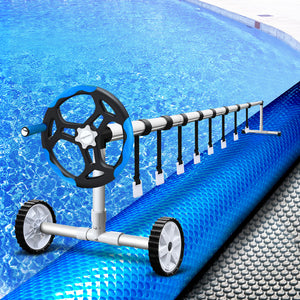 Pool Cover | 500 Micron | 9.5x5m | Silver Swimming Pool Solar Blanket | 5.5m Blue Roller