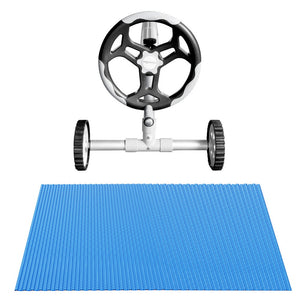 Pool Cover 600 Micron 9.5x5m | Solar Heat Blanket with 5.55m Roller | Blue Swimming Pool Cover