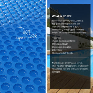 Pool Cover 600 Micron 9.5x5m | Solar Heat Blanket with 5.55m Roller | Blue Swimming Pool Cover