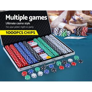 1000pcs Poker Chips Set | Casino Texas Hold'em | Gambling Party Game | Dice Cards Case