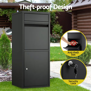 Parcel Letterbox | Outdoor Drop Box Package Mailbox | Black