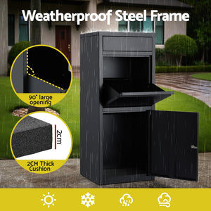 Parcel Letterbox | Outdoor Drop Box Package Mailbox | Black