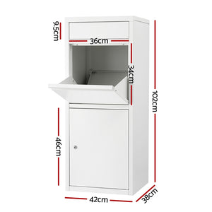 Parcel Letterbox | Outdoor Drop Box Package Mailbox | White