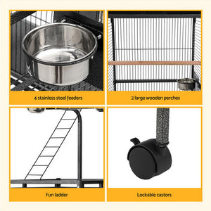 Bird Cage | Large 155cm Parrot Aviary | Stand-Alone Budgie Wheels
