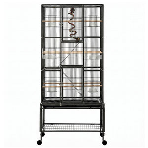 i.Pet 176cm 3-Tier Large Bird Cage Aviary with Ladder Parrot Budgie Wheels Black