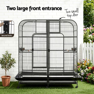 Extra Large Bird Cage Aviary | 185cm | Castor Wheels | Removable Divider | Parrot Cage