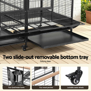 Extra Large Bird Cage Aviary | 185cm | Castor Wheels | Removable Divider | Parrot Cage