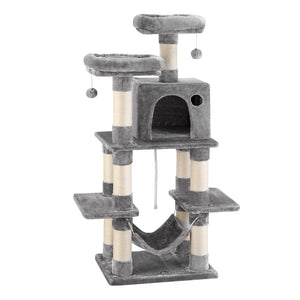 i.Pet Cat Tree | 145cm | Scratching Tower | Condo House | Light Grey