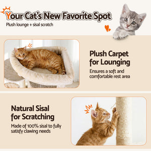 Cat Tree Tower 167cm | Large Scratching Post | Multi Level | Beige