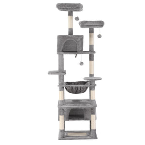 i.Pet Cat Tree | 184cm | Scratching Tower | Condo House | Light Grey