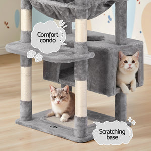 i.Pet Cat Tree | 184cm | Scratching Tower | Condo House | Light Grey