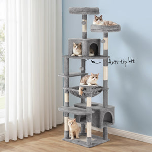 i.Pet Cat Tree | 184cm | Scratching Tower | Condo House | Light Grey