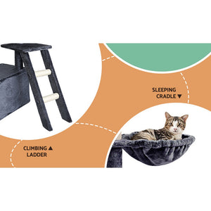 Cat Tree Tower | Scratching Post Scratcher 138cm | Trees Condo House Grey