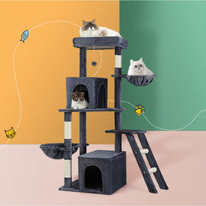 Cat Tree Tower | Scratching Post Scratcher 138cm | Trees Condo House Grey