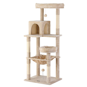 i.Pet Cat Tree | 143cm | Scratching Tower | Condo House | Beige
