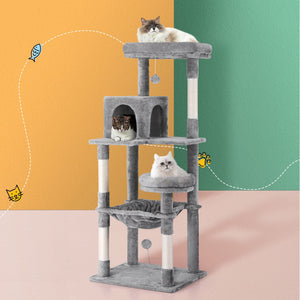 Cat Tree Tower | Scratching Post Scratcher 143cm | Condo House Trees Grey