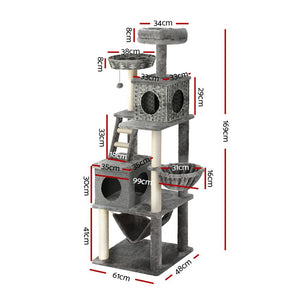 Cat Tree 169cm | Tower Scratching Post Scratcher Wood Bed Condo House Rattan Ladder